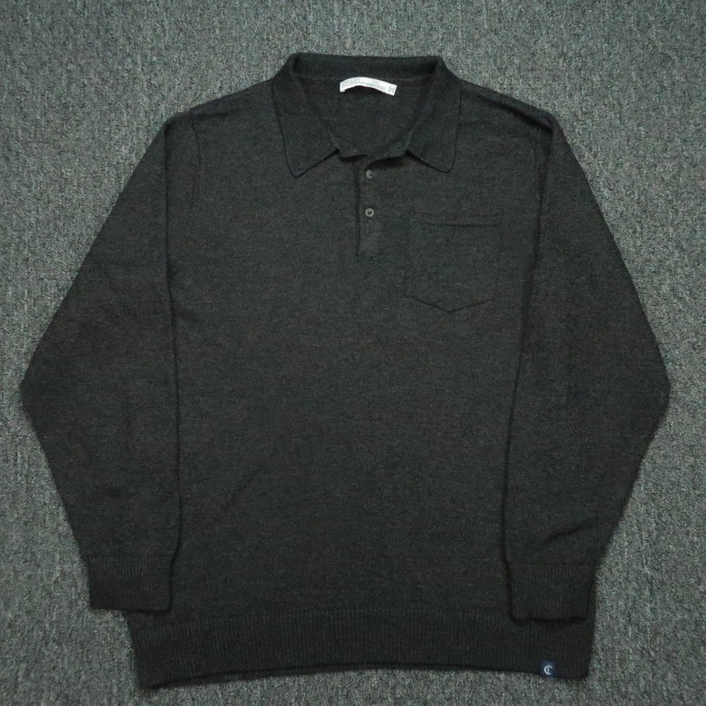 Criquet Sweater‎ Men Extra Large Gray Baby Alpaca Long Sleeve Pullover Polo XL